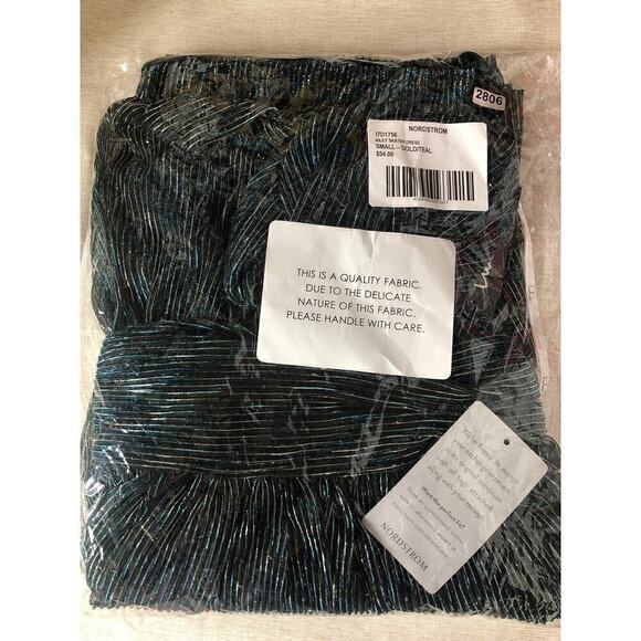 Lulu's Ailey Dress Metallic Sleeveless V-Neck Skater Mini Gold Teal NWT Small - Picture 9 of 13